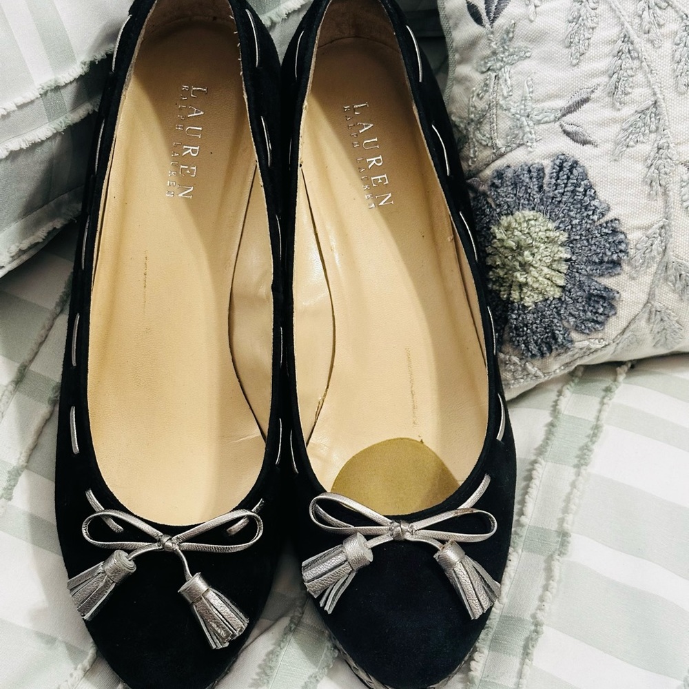 Lauren Ralph Lauren Cambree Wedges, Black Suede, size 10B